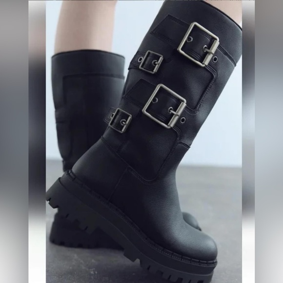 Zara Buckled Lug Sole Ankle Boots - Picture 2 of 7